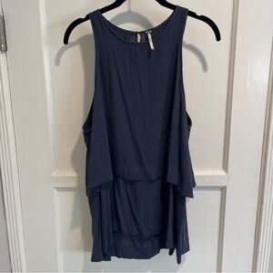 Free People Navy Sleeveless Layered Top